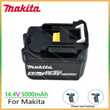 Eredeti Makita 5000mAh 14.4 V-os Újratölthető Li-ion Akkumulátor Makita 14V Power Tools 5.0 Ah Akkumulátorok BL1460 BL1430 1415 194066-1