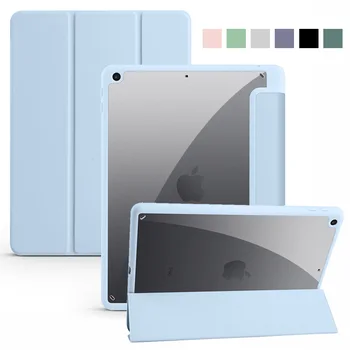 Érdekesség iPad 9 8 Generációs Esetben Trifold Bőr Akril Egyértelmű Vissza Smart Cover iPad 9 8 7 iPad 10.2 Esetben tolltartó