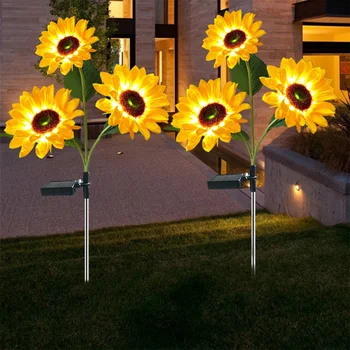 LED Solar Napraforgó Fény Haza Dekoratív Virág Lámpák Vízálló Táj Lámpa Kert Udvar Út Fény Esküvői Karácsonyi Dekoráció